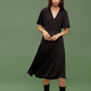Aritzia Wilfred Black Wrap Dress, silky, size 0